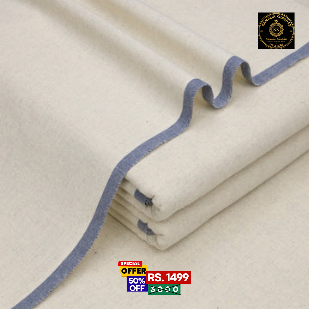 Ivory White Original Kamalia Khaddar – Men’s Unstitched Suit