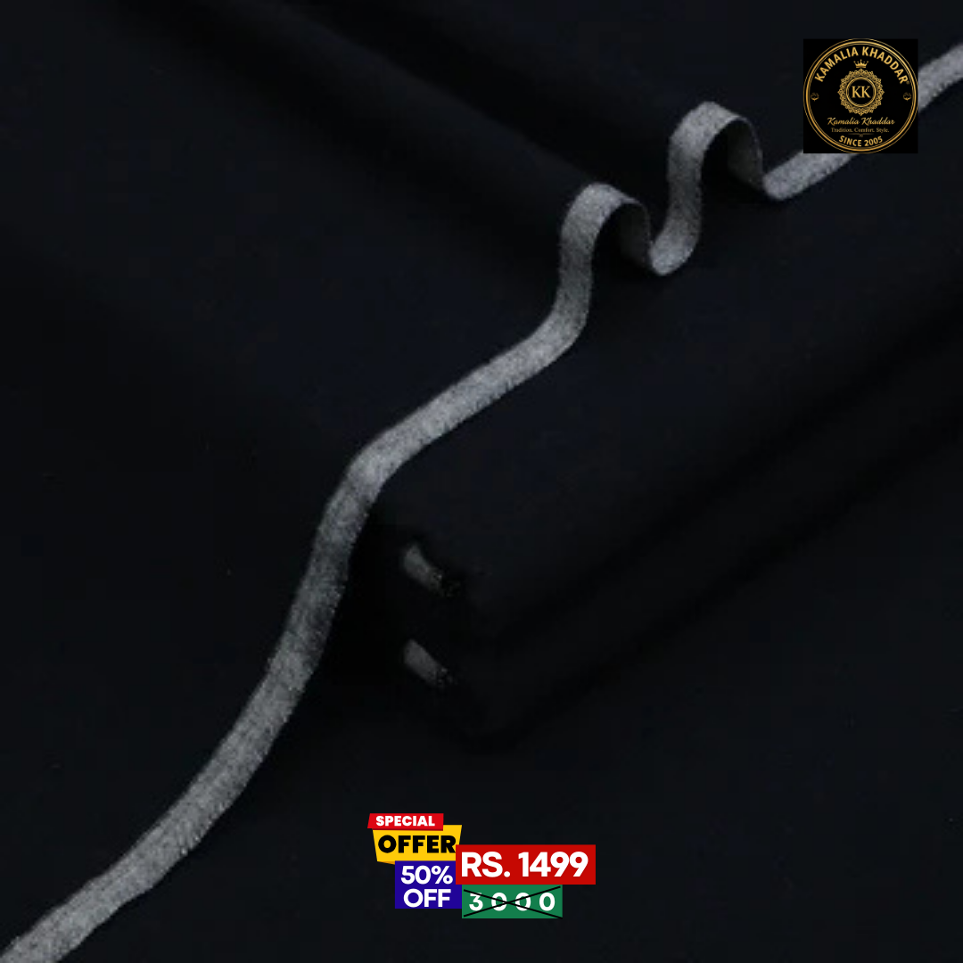 Deep Black Original Kamalia Khaddar – Men’s Unstitched Suit