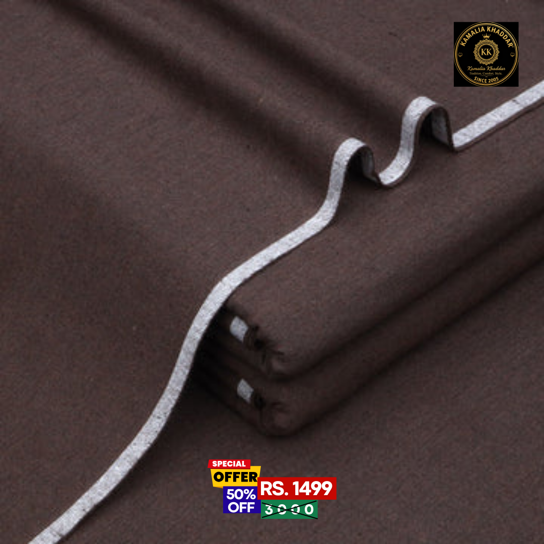 Cocoa Brown Original Kamalia Khaddar – Men’s Unstitched Suit