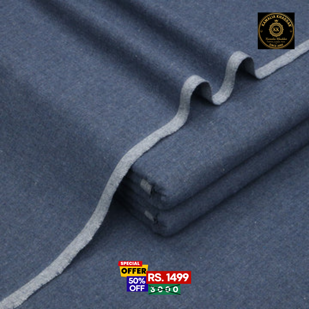 Steel Blue Original Kamalia Khaddar – Men’s Unstitched Suit