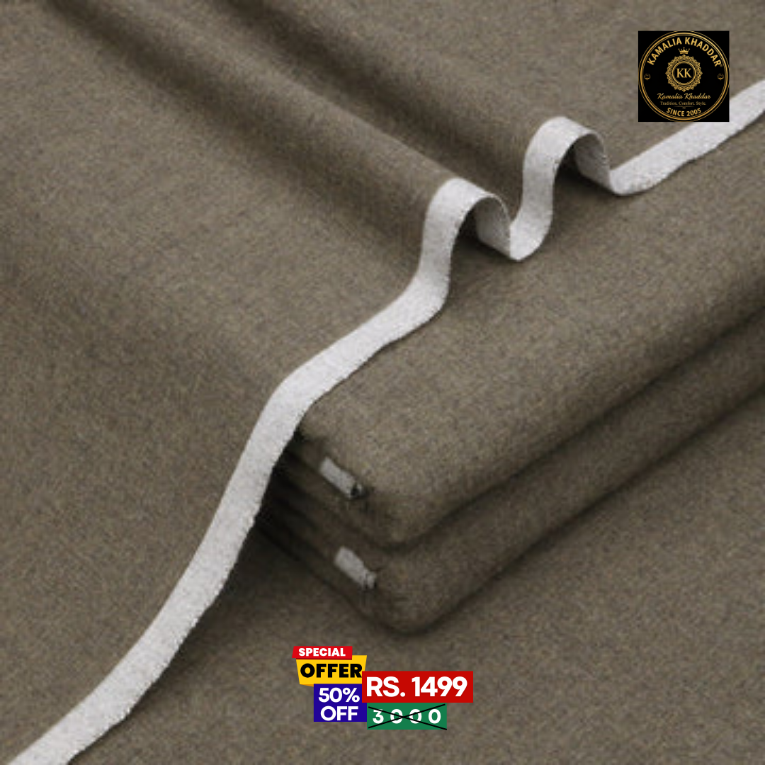 Sage Khaki Original Kamalia Khaddar – Men’s Unstitched Suit