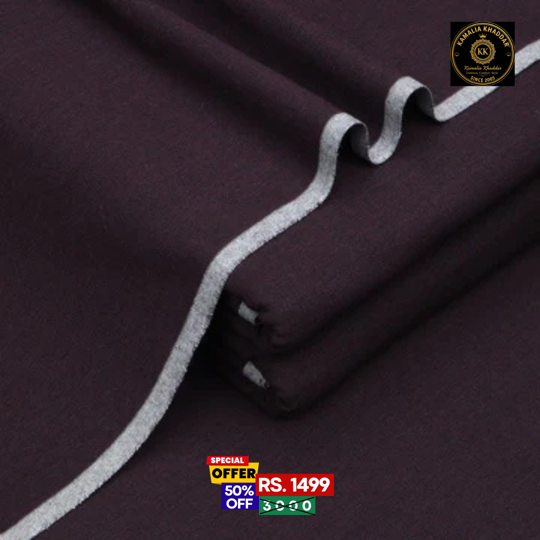 Deep Maroon Original Kamalia Khaddar – Men’s Unstitched Suit