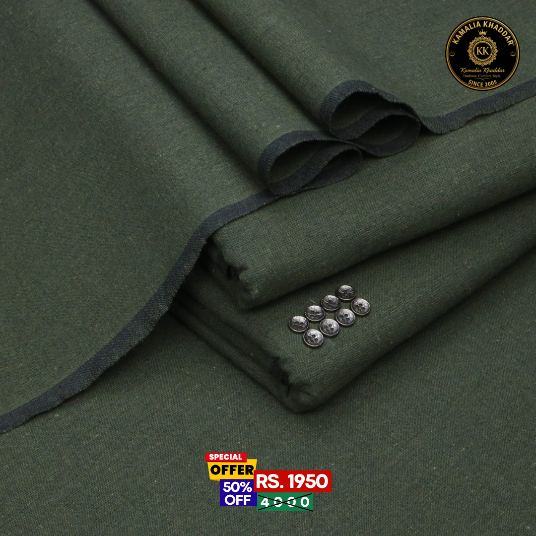 Olive Green Khaddar | Men’s Unstitched Khaddar Suits