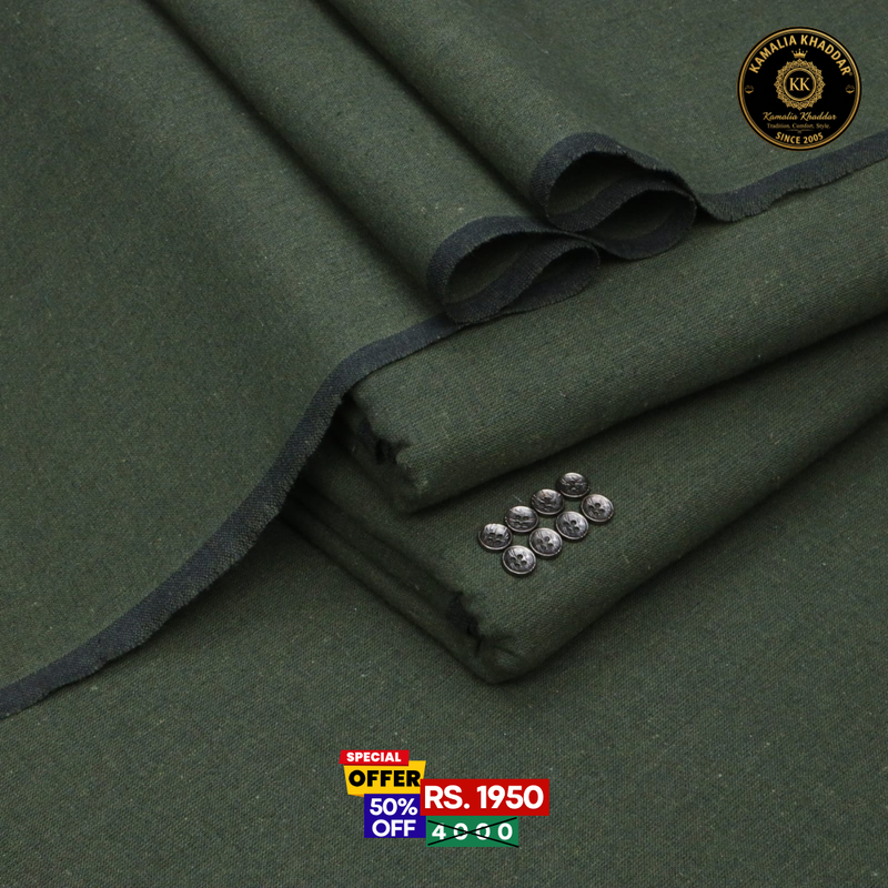 Olive Green Khaddar | Men’s Unstitched Khaddar Suits