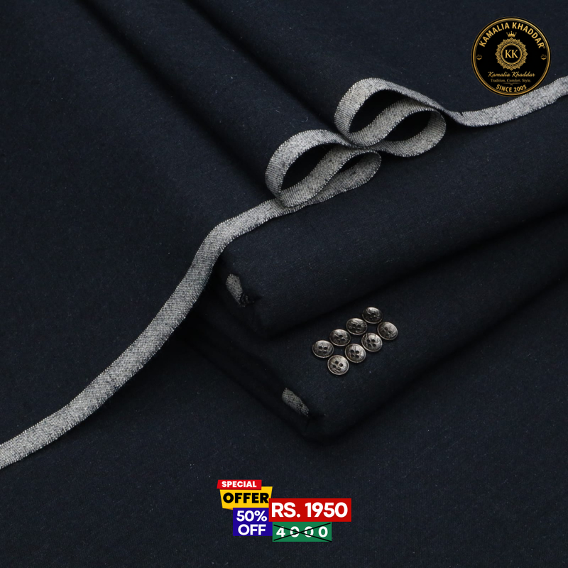 Jet Black Khaddar | Men’s Unstitched Khaddar Suits