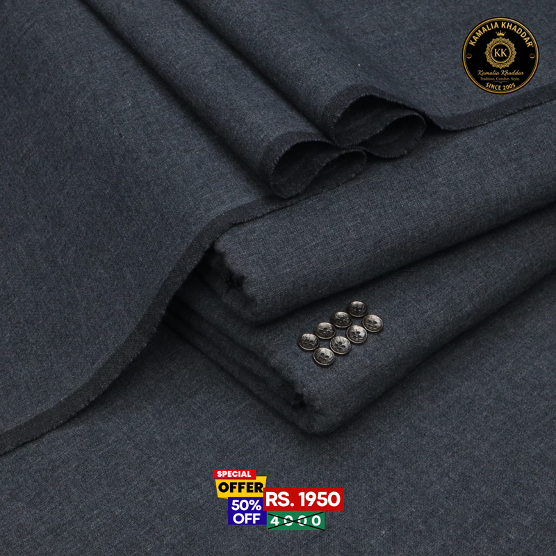 Charcoal Grey Original Khaddar | Men’s Unstitched Khaddar Suits