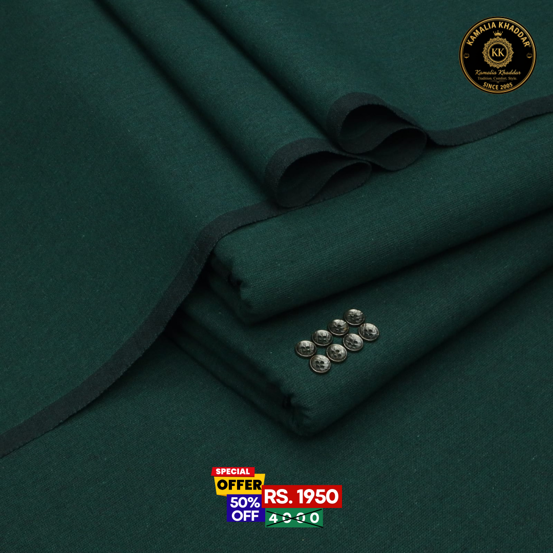 Forest Green Original Khaddar | Men’s Unstitched Khaddar Suits