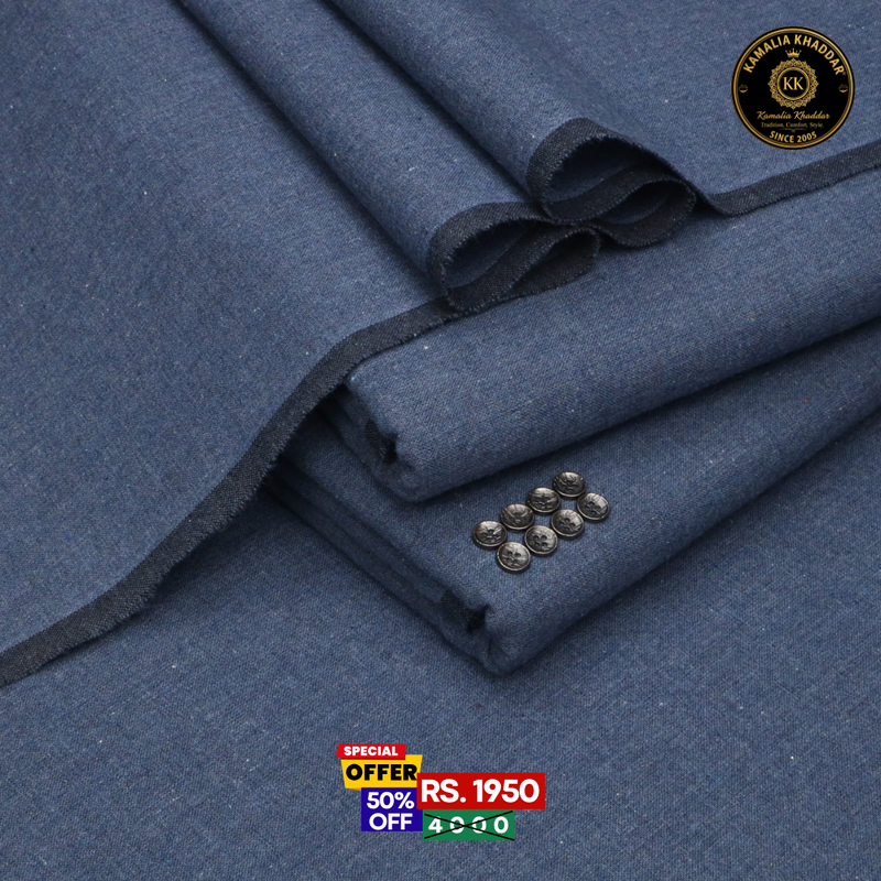 Muted Blue Original Khaddar | Men’s Unstitched Khaddar Suits