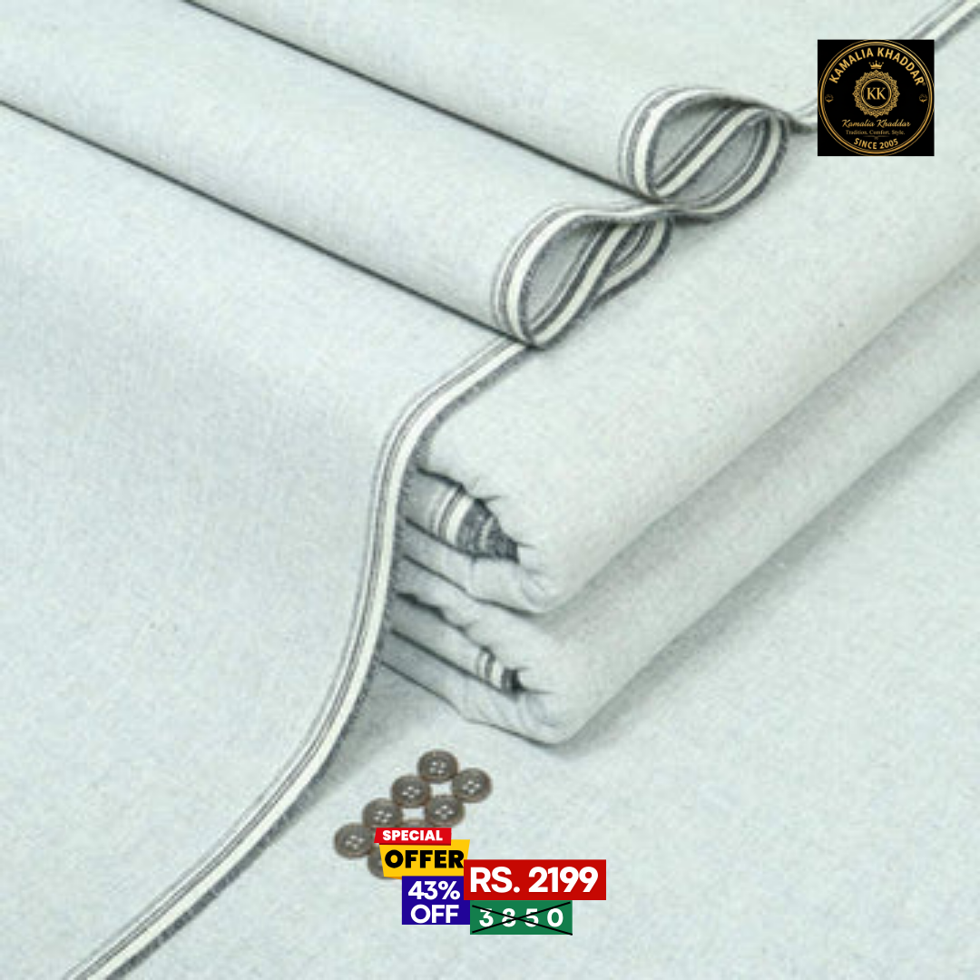 Silver Grey Goli Khaddar - Men’s Unstitched Suit