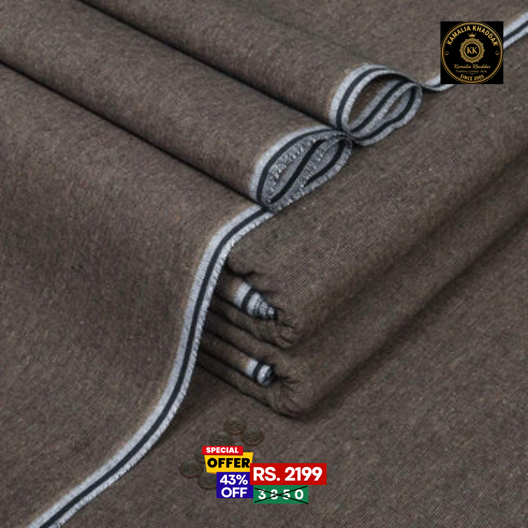 Dark Brown Goli Khaddar - Men’s Unstitched Suit