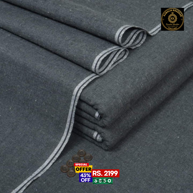 Charcoal Grey Goli Khaddar - Men’s Unstitched Suit