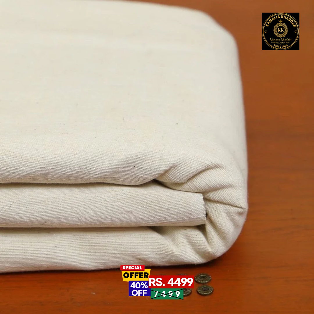Creamy White Khaddi Handmade Khaddar | Premium Winter Wear
