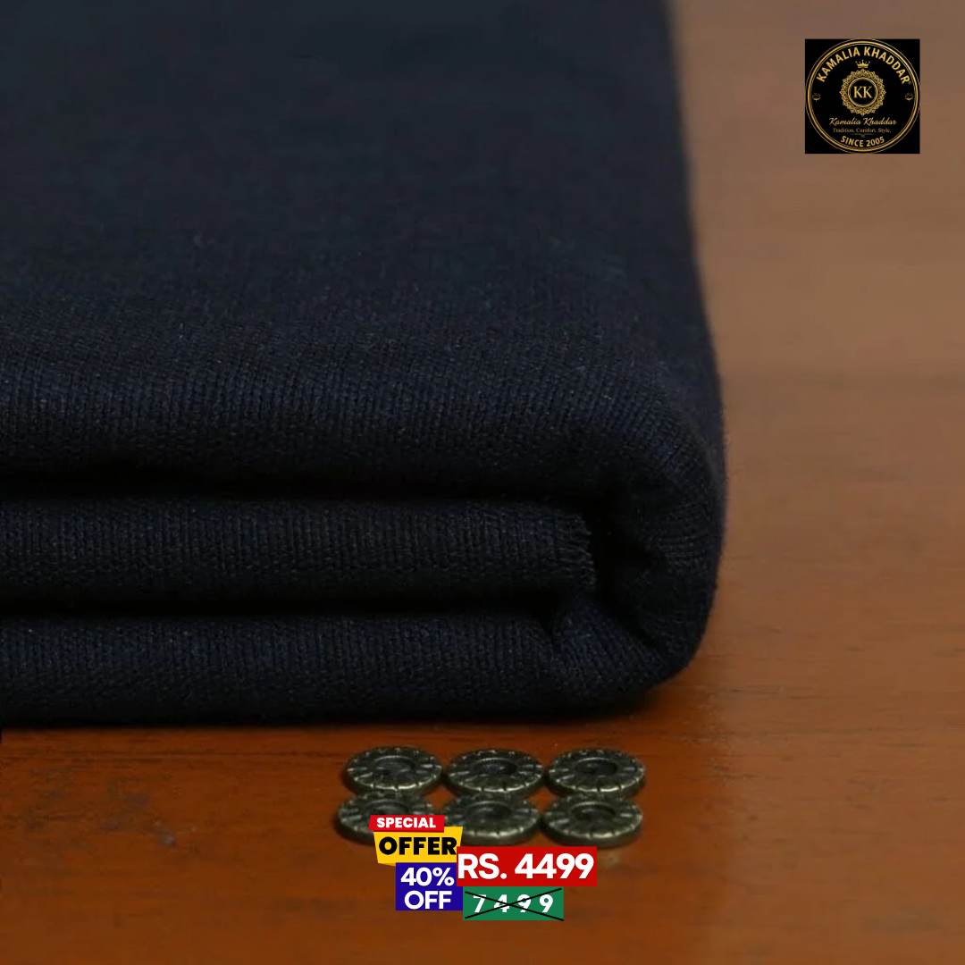 Pure Black Khaddi Handmade Khaddar | Premium Winter Wear