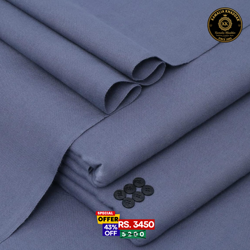 Slate Blue Classic Premium Khaddar - Men’s Unstitched Suit