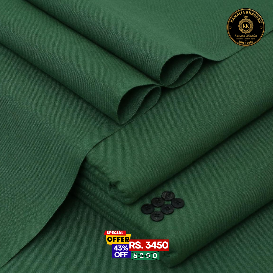Dark Green Classic Premium Khaddar - Men’s Unstitched Suit