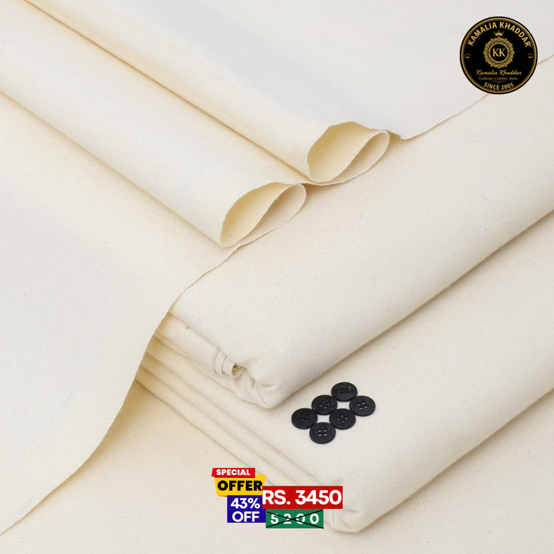 Off-White Classic Premium Khaddar - Men’s Unstitched Suit