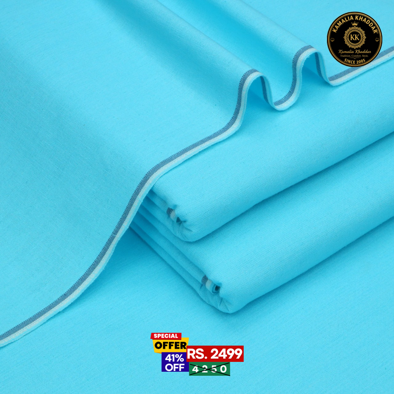 Sky Turquoise Goli Khaddar - Men’s Unstitched Suit