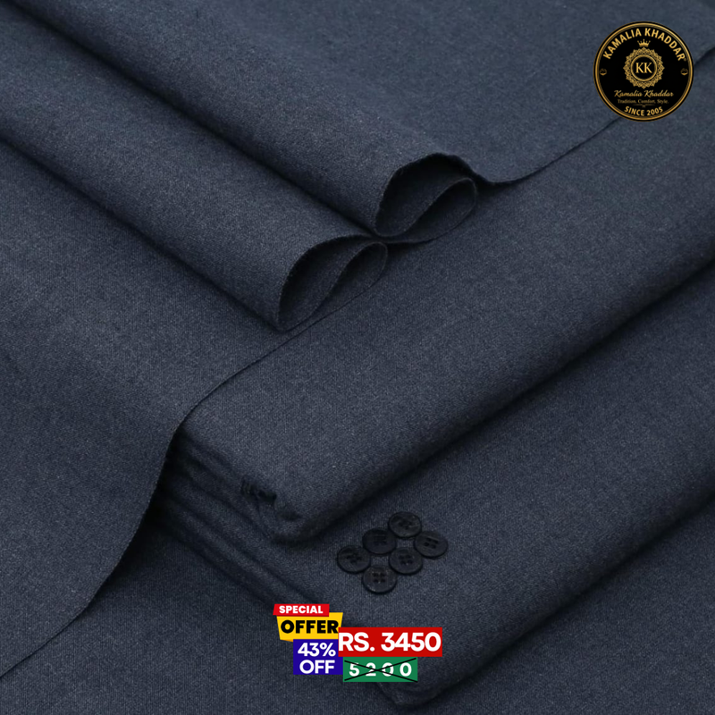 Charcoal Grey Classic Premium Khaddar - Men’s Unstitched Suit