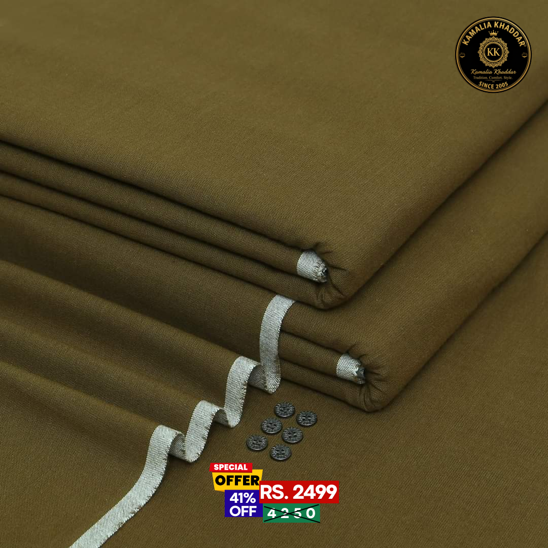 Walnut Green Goli Khaddar - Men’s Unstitched Suit