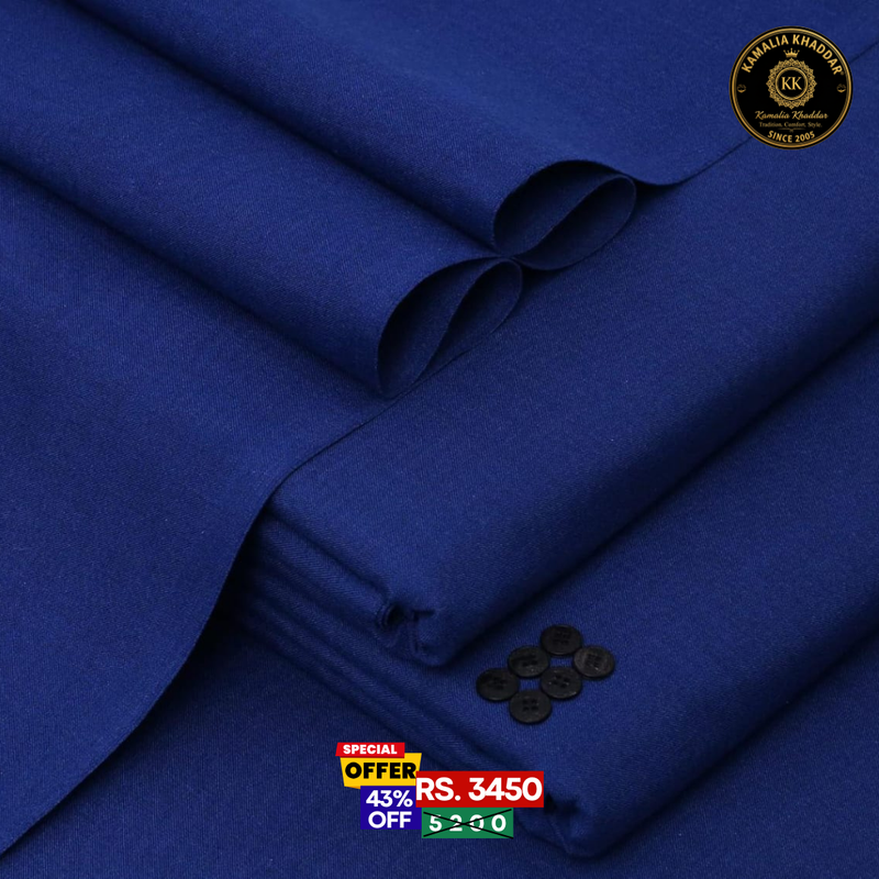 Royal Blue Classic Premium Khaddar - Men’s Unstitched Suit