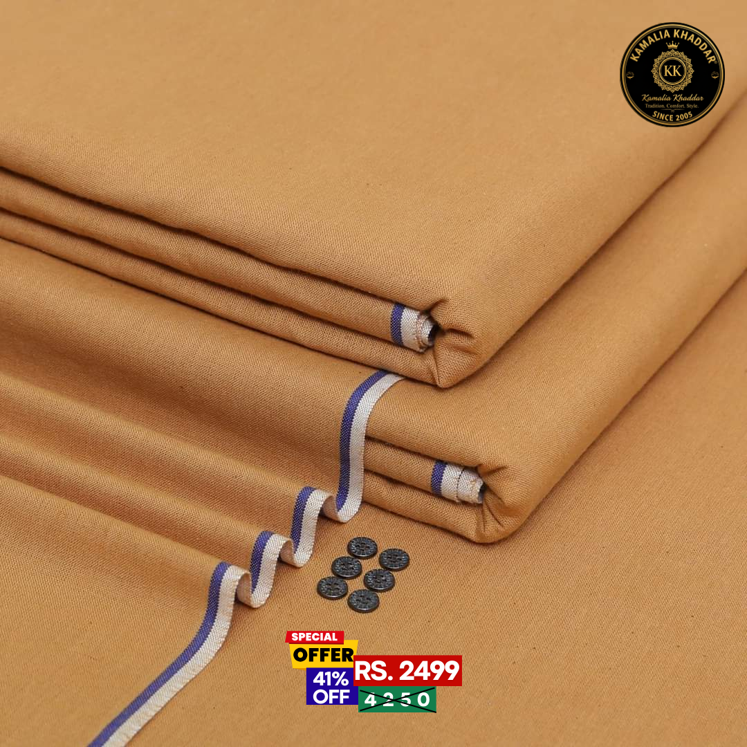 Camel Goli Khaddar - Men’s Unstitched Suit