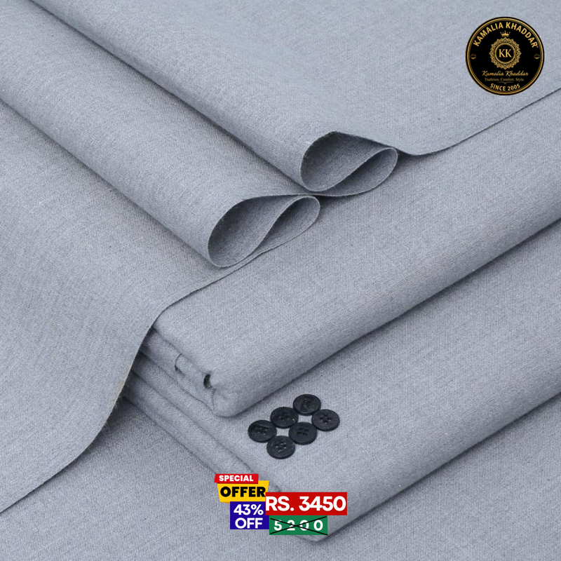 Silver Grey Classic Premium Khaddar - Men’s Unstitched Suit