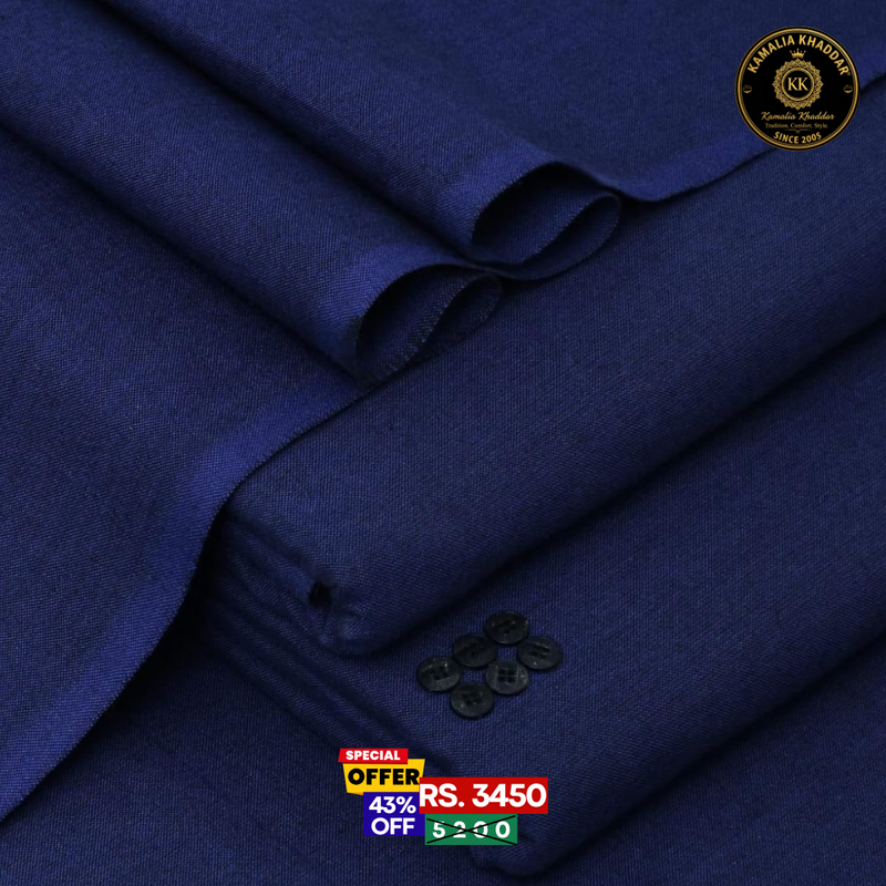 Navy Blue Classic Premium Khaddar - Men’s Unstitched Suit