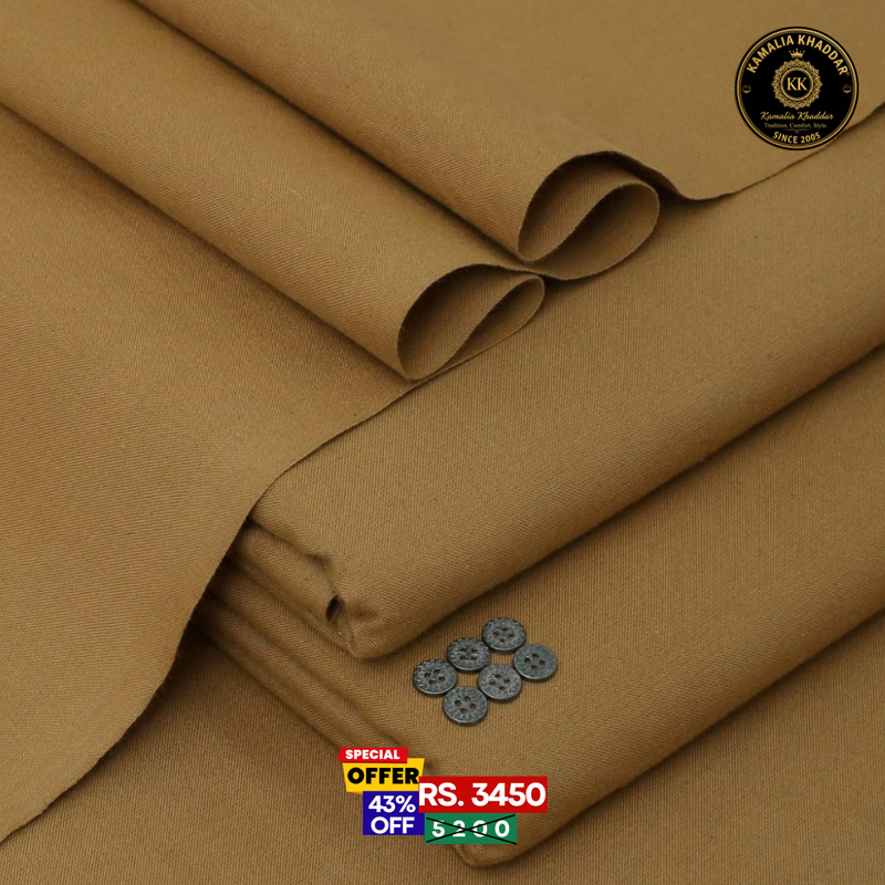 Camel Brown Classic Premium Khaddar - Men’s Unstitched Suit